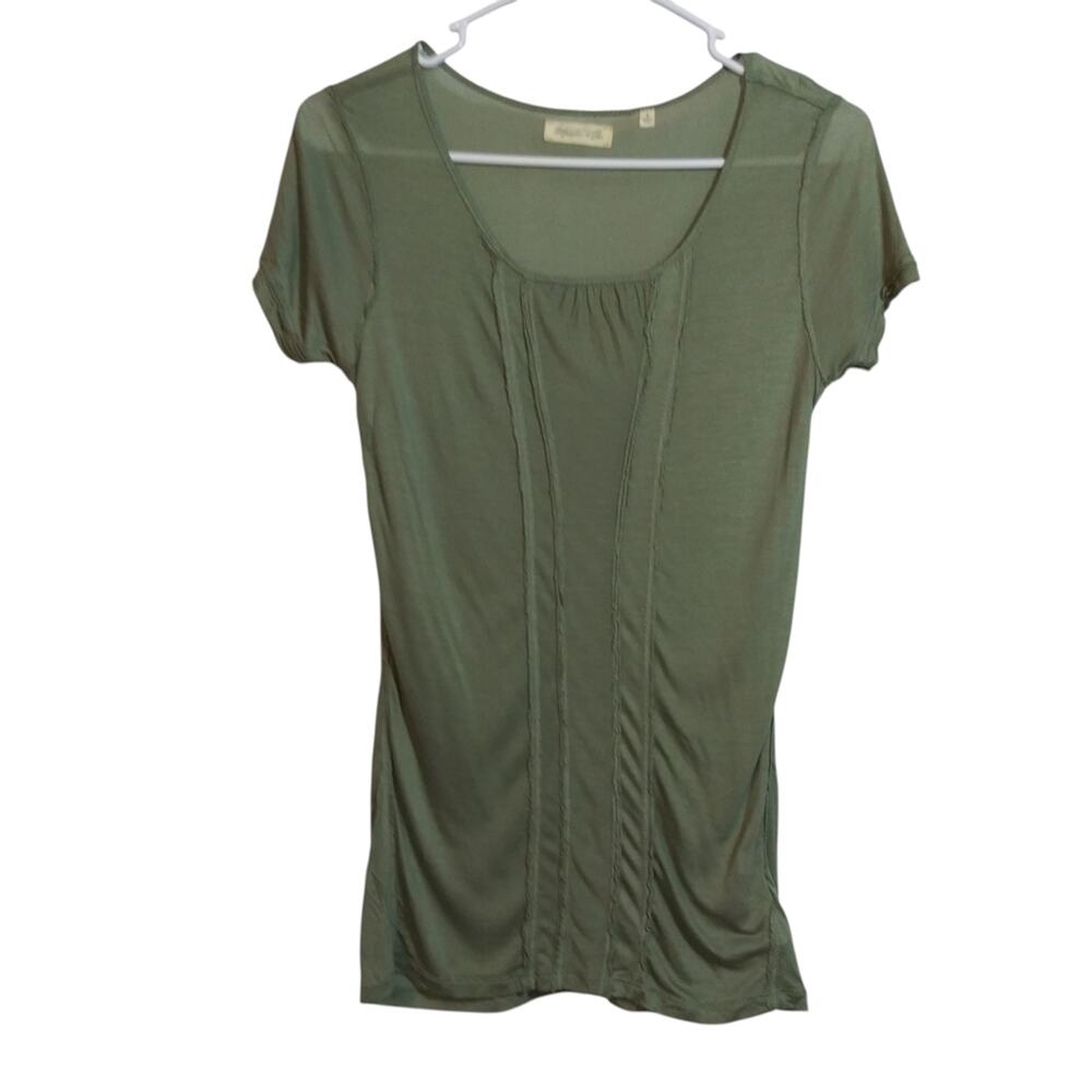 Martin + Osa Olive Green Y2K Casual Lightweight Short Sleeve Top Modal Sz Small
